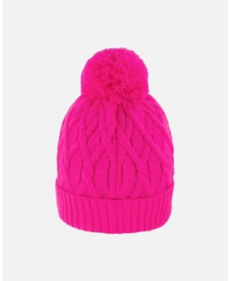 Girl Lined Knit Pompom Hat Fuchsia - Toddler|Child