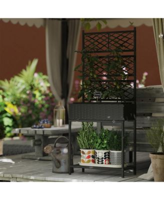 Rat Raised Planter Box with Trellis and Storage Shelf,21.7" L x 10.2" W x 52.4" H