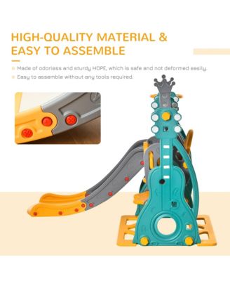 Toddler Swing and Slide Set with Basketball Hoop, Guitar Theme,