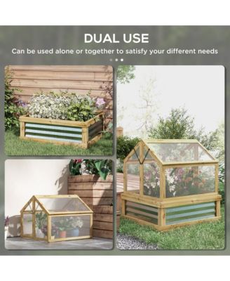 Raised Garden Bed with Wooden Cold Frame, 35.5" x 31.5" x 36"