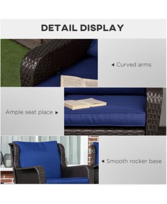 Wicker Rocking Chair, Outdoor Rocker w/ Cushions, Dark