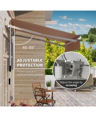 8' x 6.6' Patio Retractable Awning, Manual Sun Shade, Mixed