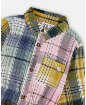 Girl Shirt Dress with Belt Green Pink and Yellow - Toddler|Child