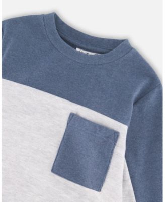 Toddler Boys Long Sleeve Super Soft Brushed Jersey Top Color Block Light Heather Gray - Toddler|Child