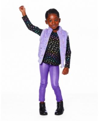 Girl Shiny Stretch Leggings Purple - Child