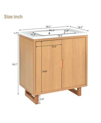 30" Solid Wood Bathroom Vanity Set with Sink and Storage Cabinet, Durable & Elegant