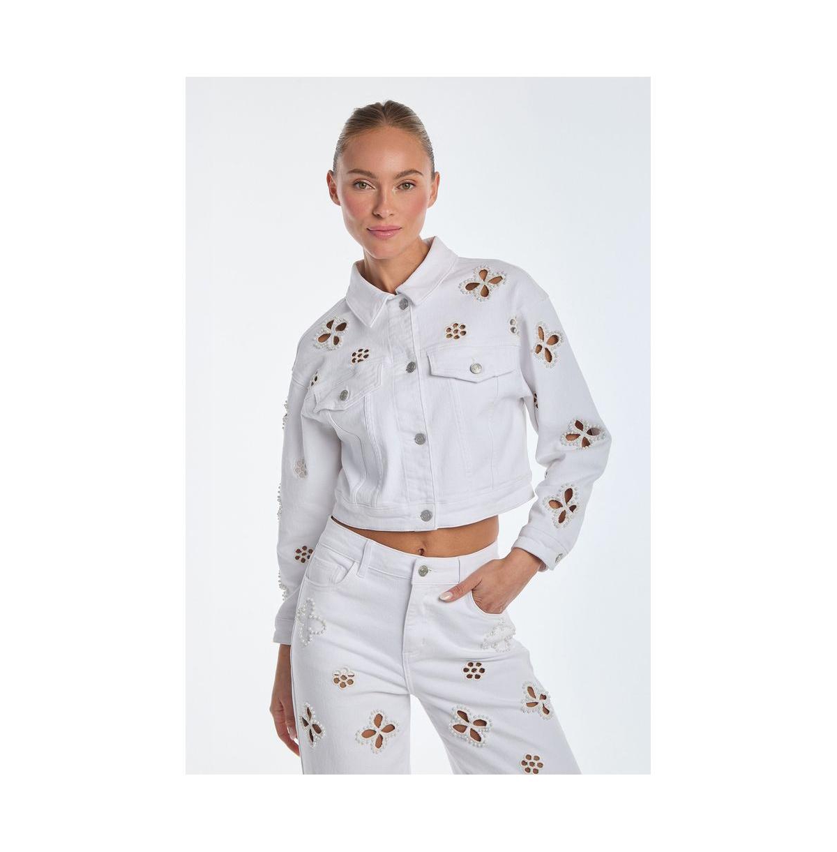 Women's Kaia Pearl Jean Jacket - White - White