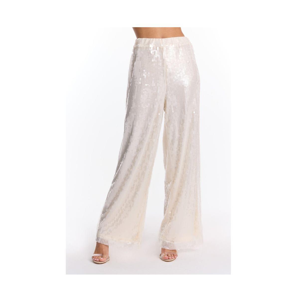 Womens Alba Sequin Pant - Pearl - Pearl