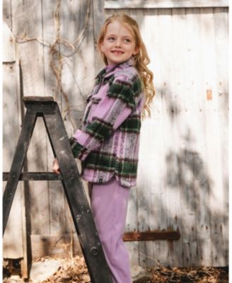 Toddler Girls Zipped Plaid Overshirt Mauve and Green - Toddler|Child