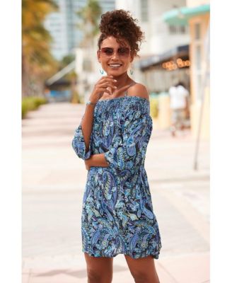 Women's flowy off the shoulder patterned dress