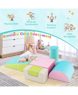 Toddler 6 PCS Climber Play Set Indoor Foam Climb & Crawl Activity Blocks w/ Cover Multicolor