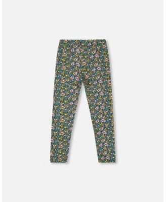 Girl Leggings Green with Flower Print - Toddler|Child