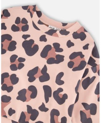 Girl French Terry Sweatshirt Pink Leopard - Toddler|Child