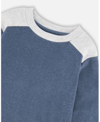 Boy Super Soft Long Sleeve Flat Back Rib Top with Elbow Patches Navy Blue - Toddler|Child