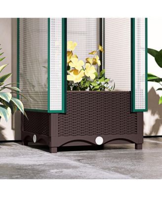 Raised Flower Bed with Trellis, 15.7" x 15.7" x 48.8",