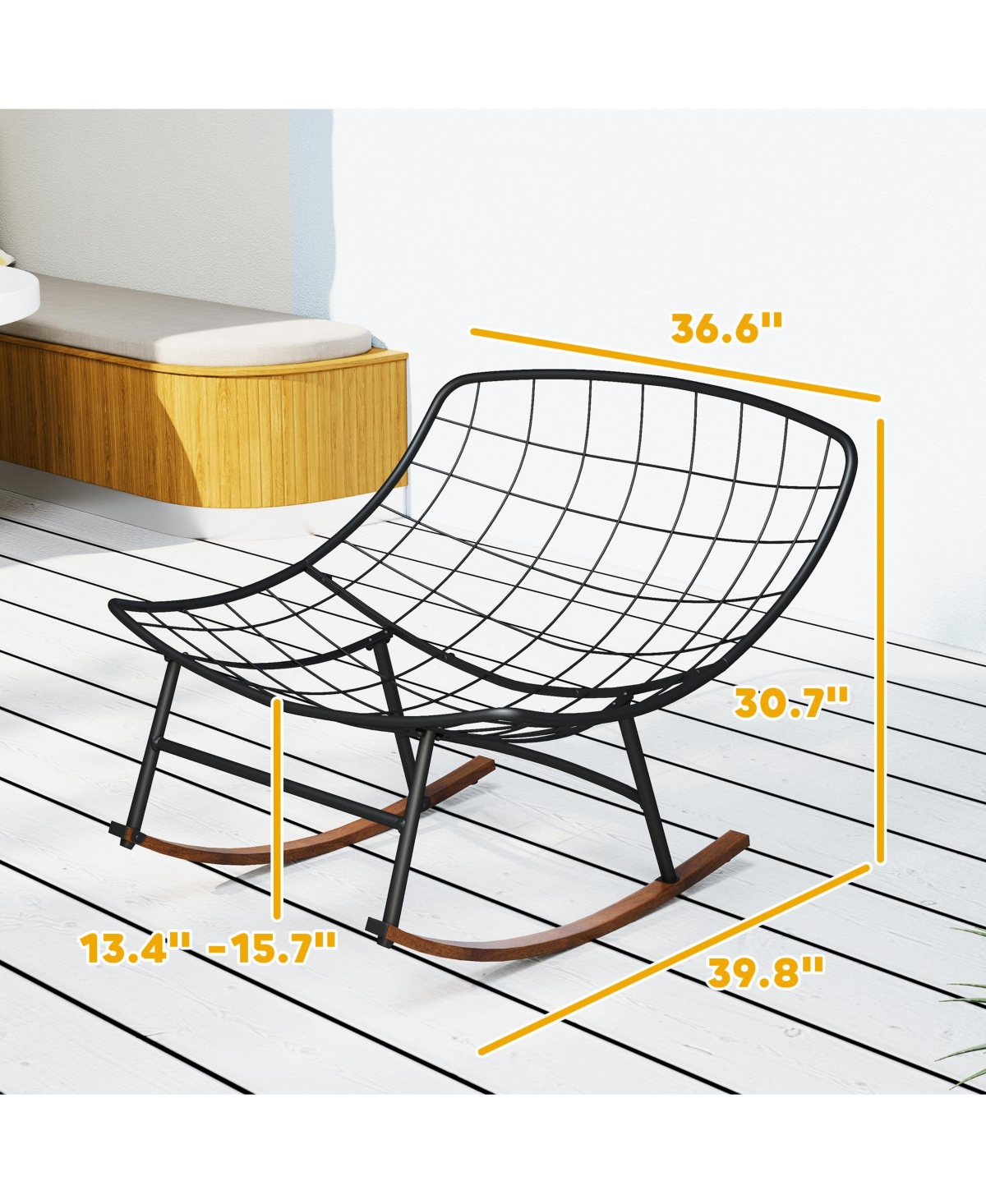 Outsunny Outdoor Rocking Chair Set of 2, Papasan Chairs,