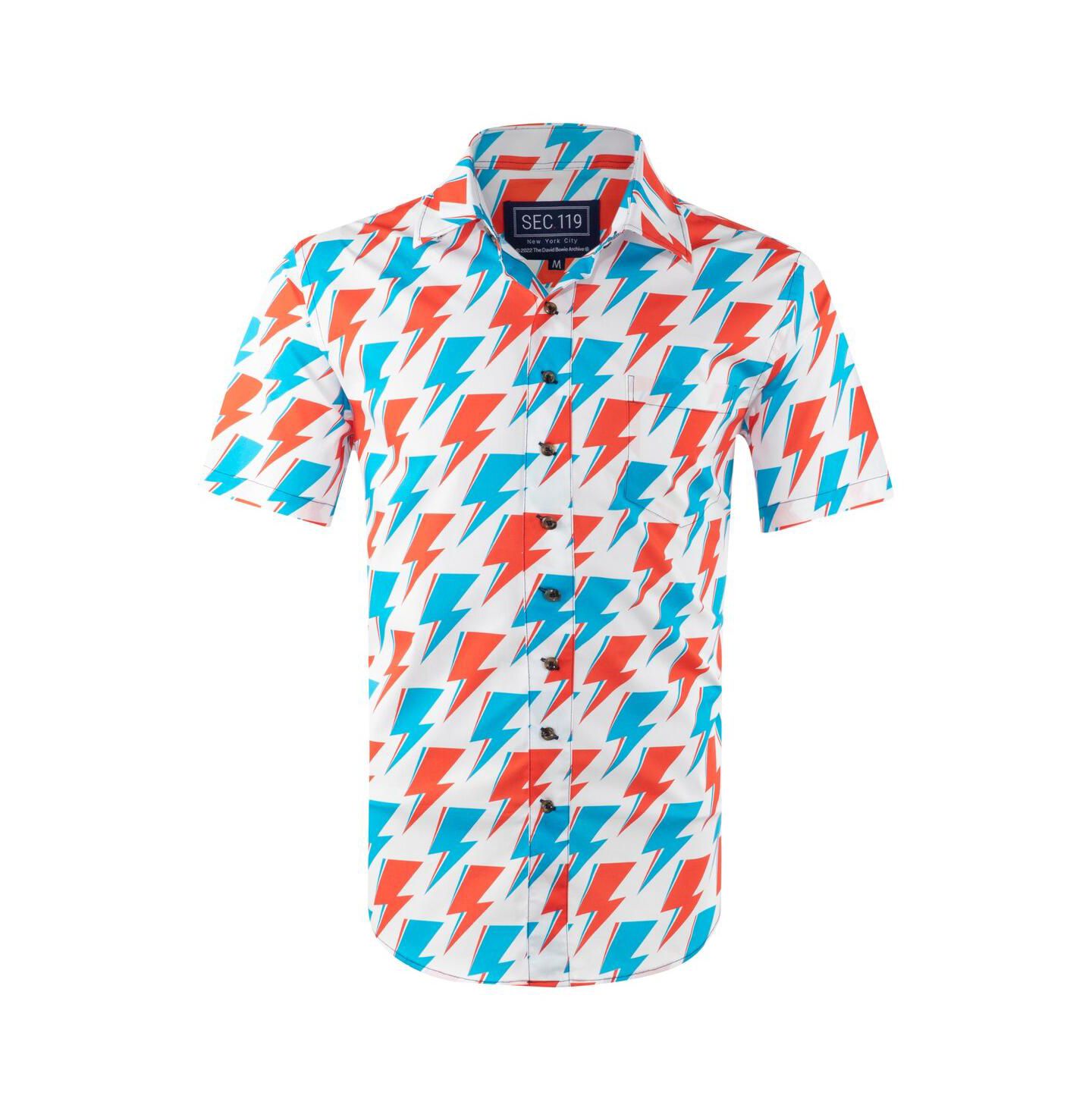 Мужская рубашка Section 119 White David Bowie Red and Blue Bolt Button-Down — фото 3