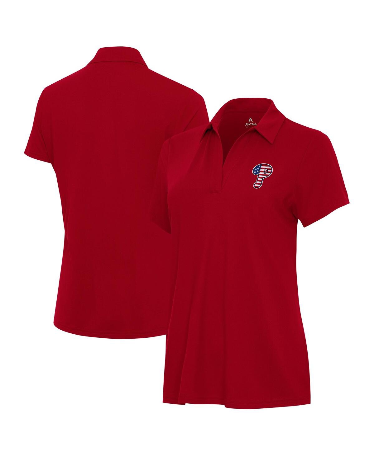 Women's Red Philadelphia Phillies Independence Day Patriotic Logo Era Polo Shirt - Red