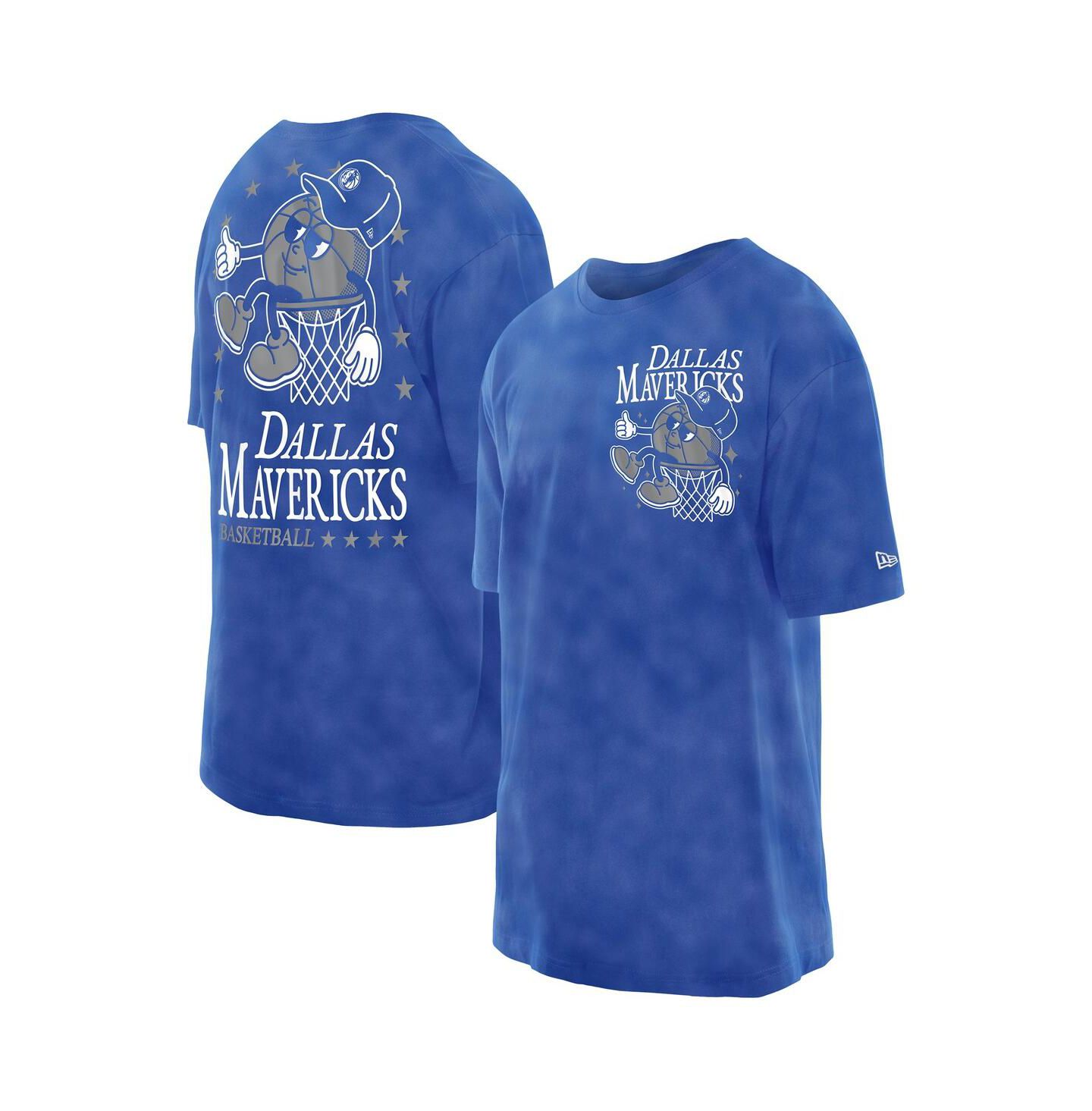 Мужская футболка New Era Blue Dallas Mavericks Old School Sport Enzyme Wash Oversized — фото 1