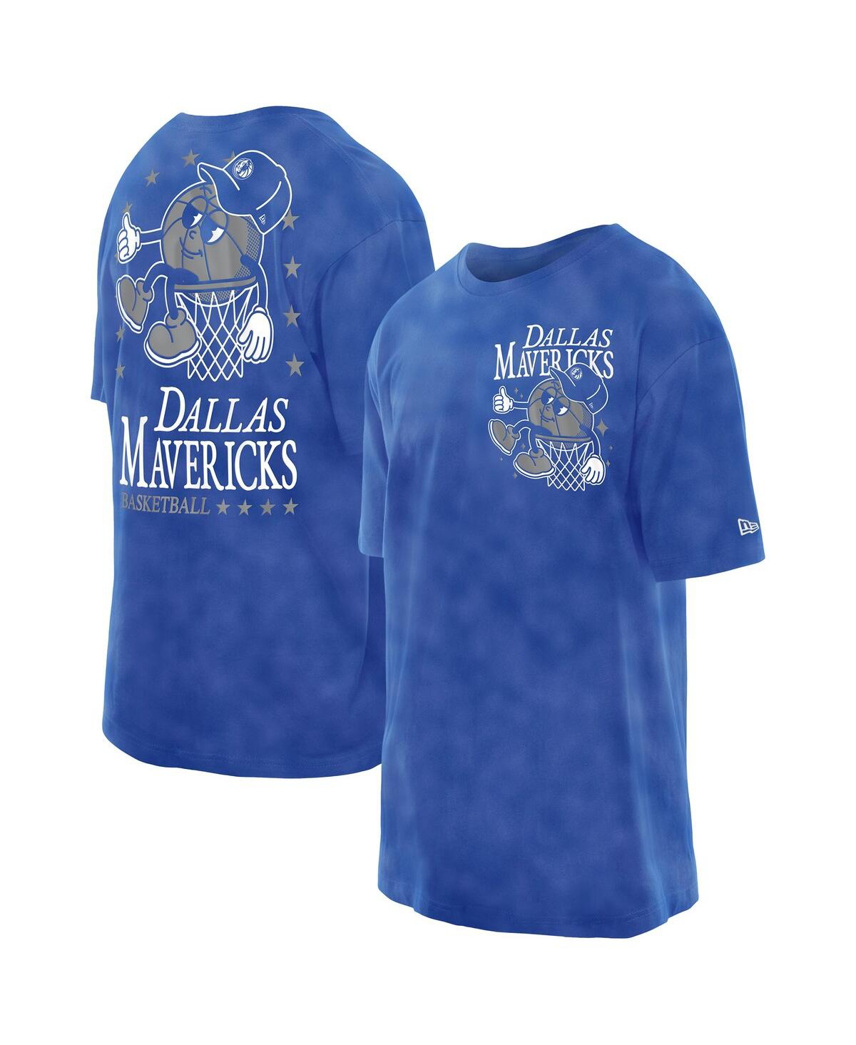 Men's Blue Dallas Mavericks Old School Sport Enzyme Wash Oversized T-Shirt - Blue