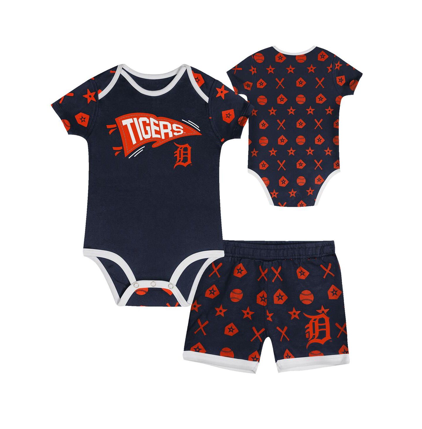 Outerstuff Baby Boys and Girls 2-Piece Navy Detroit Tigers On Deck Diaper Cover Set — фото 1