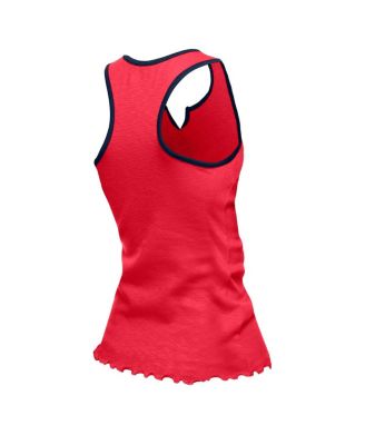 Women's&nbsp;Red Houston Texans Lettuce Hem Notch Neck Tri-Blend Tank Top