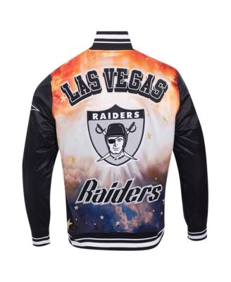 Men's Black Las Vegas Raiders Sublimated Satin Full-Snap Jacket
