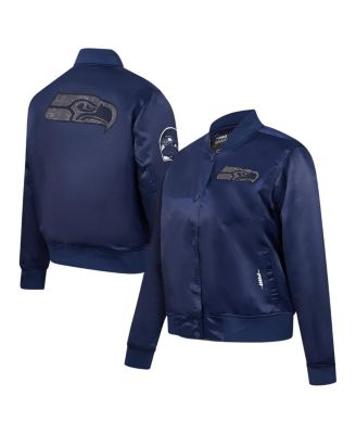 Pro Standard - Women's College Navy Seattle Seahawks Jeweled Satin Full-Snap Jacket