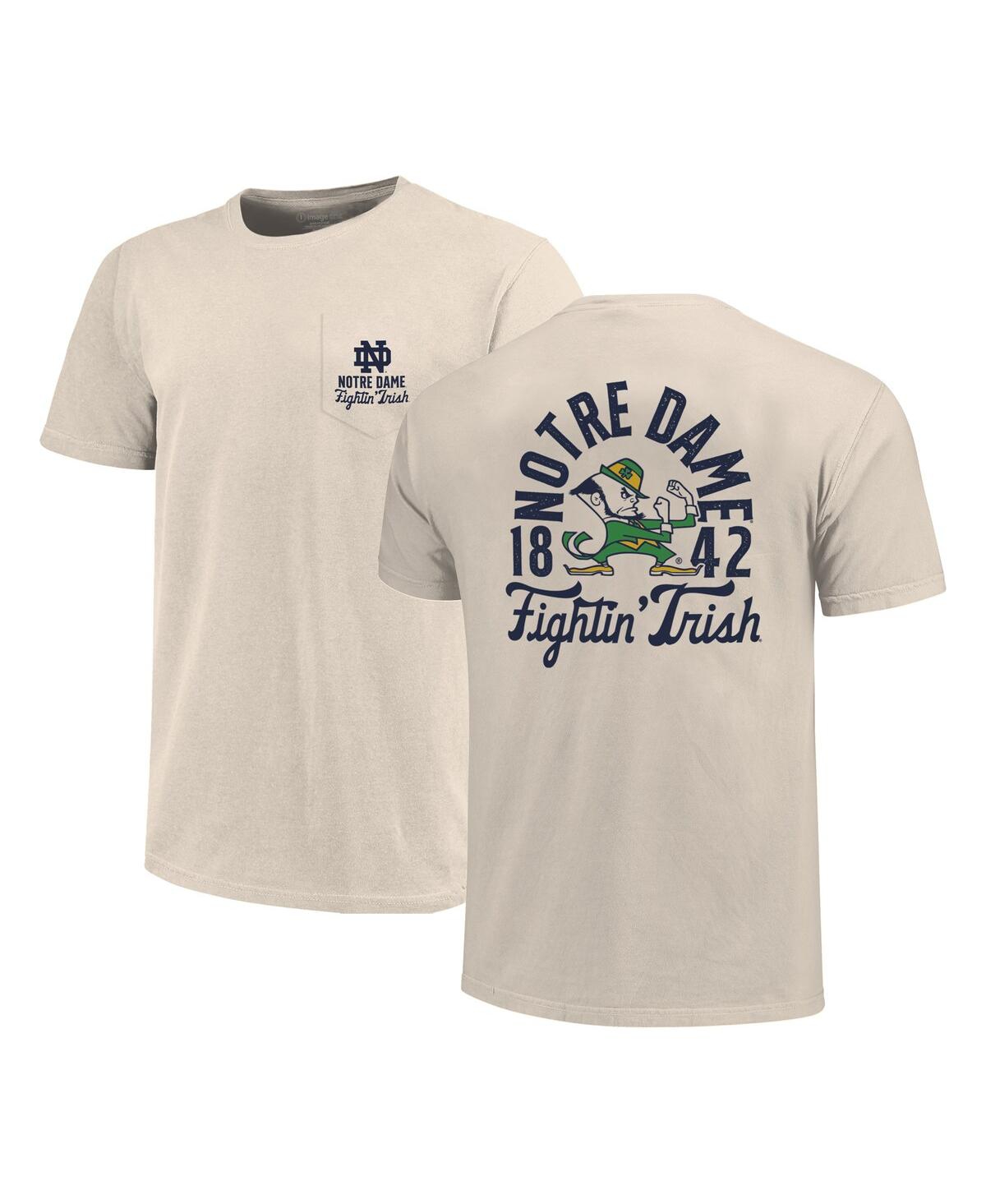 Men's Cream Notre Dame Fighting Irish Big Tall Mascot Overlay Essential Pocket T-Shirt - Cream