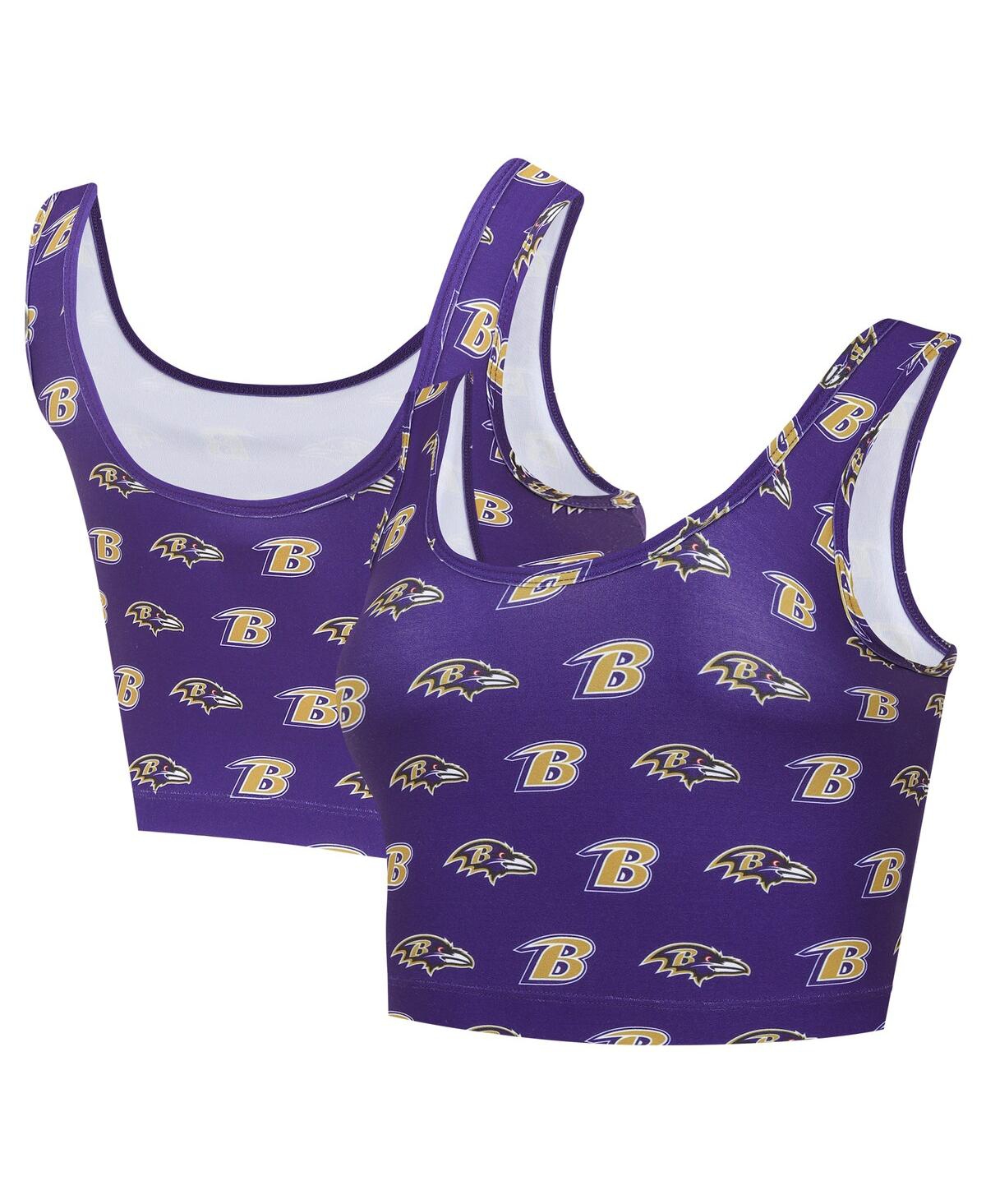 Women's Purple Baltimore Ravens Record Allover Print Bralette - Purple