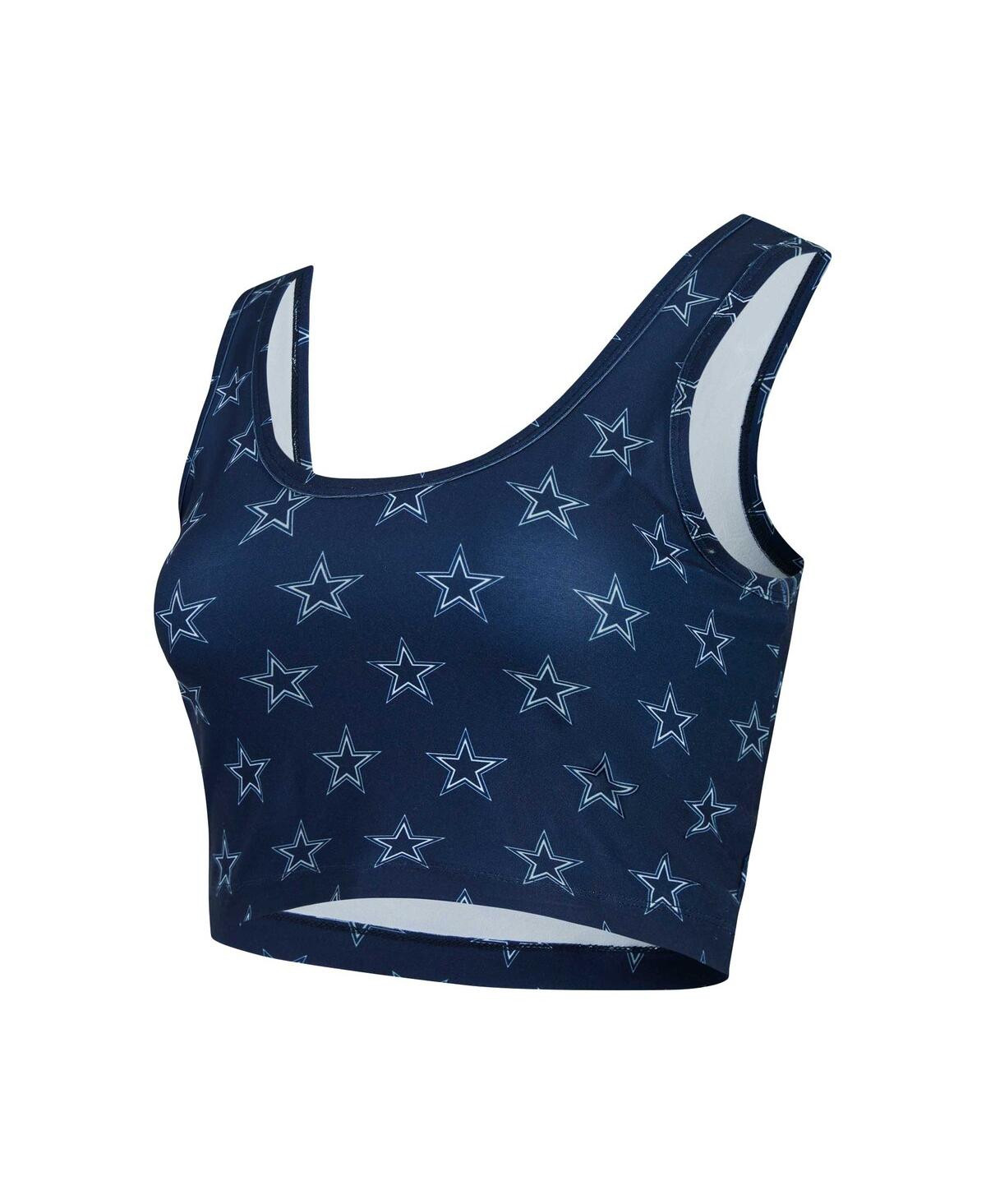 Concepts Sport Women's Navy Dallas Cowboys Record Allover Print Bralette In Blue