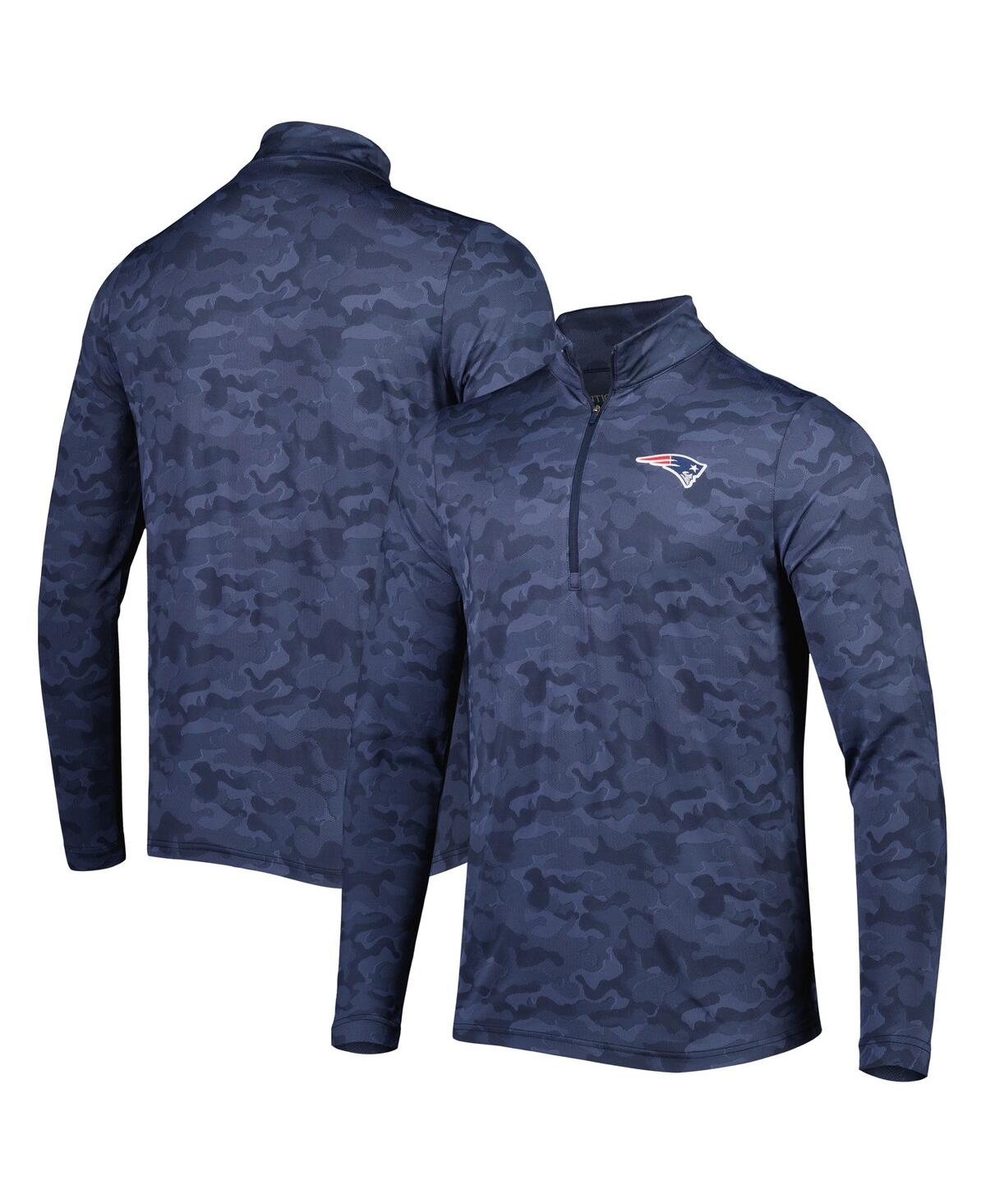 Men's Navy New England Patriots Brigade Quarter-Zip Sweatshirt - Navy
