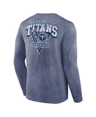 Men's Heather Navy Tennessee Titans Heritage Snow Wash Long Sleeve T-Shirt