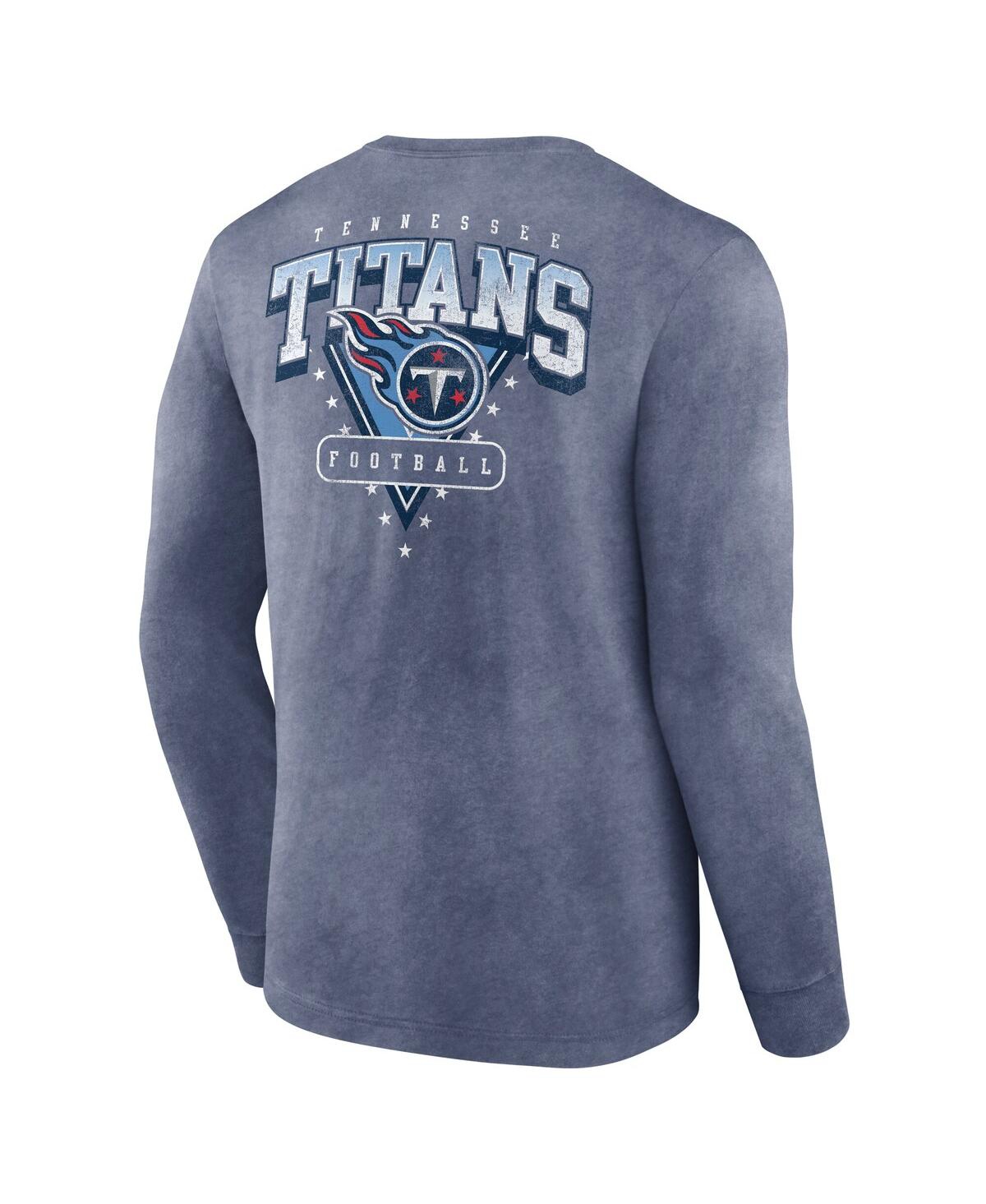 Fanatics Men's Heather Navy Tennessee Titans Heritage Snow Wash Long Sleeve T-shirt In Blue
