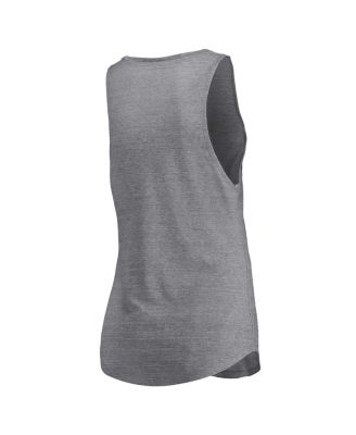 Women's Heathered Gray Dallas Mavericks Quality Time Open Scoop Neck Tri-Blend Tank Top