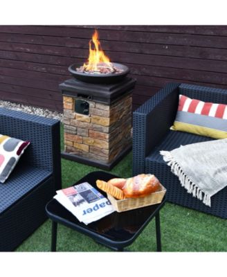 30" Stone-Look Fire Column - 40K BTU, Hidden Tank Design