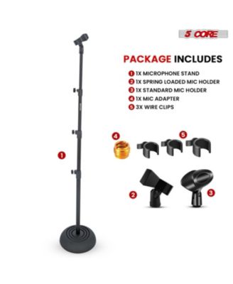 5Core Mic Stand Pair Floor Adjustable Universal Heavy Duty Microphone Stands Round Base Soporte De micrA fono - MS RBP 3T 2PCS