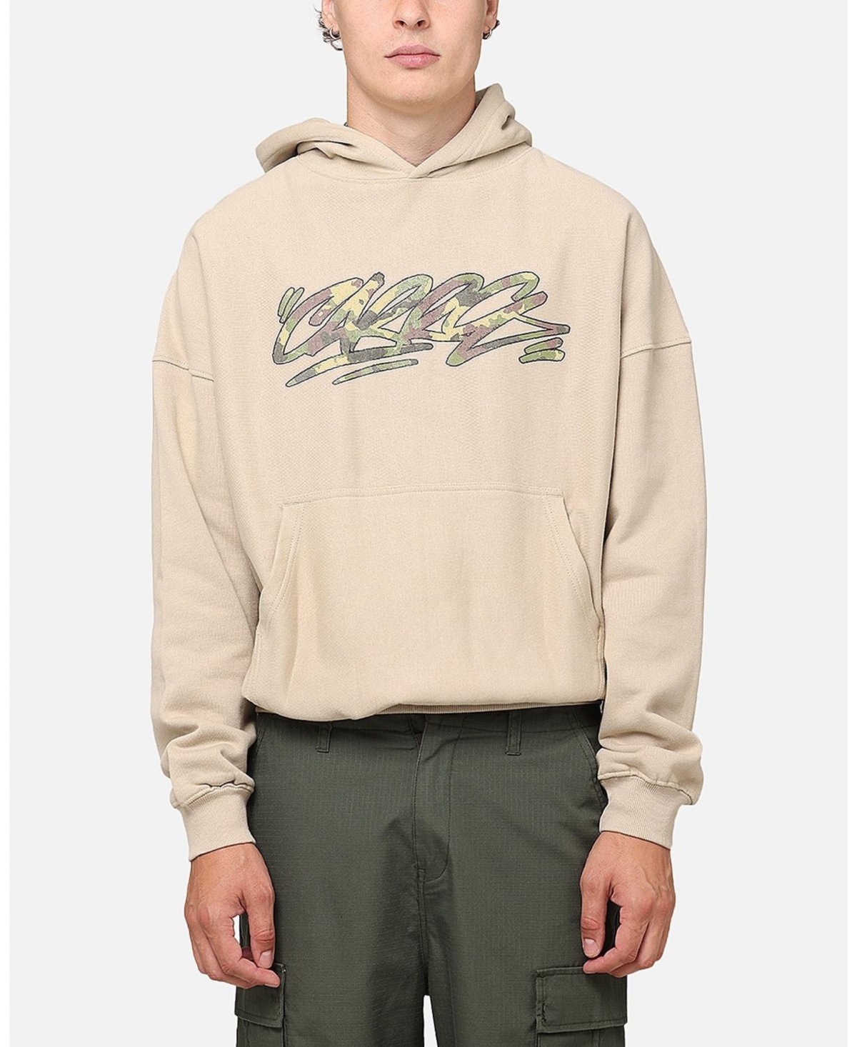 Men's Camo Script Hoodie - Stone