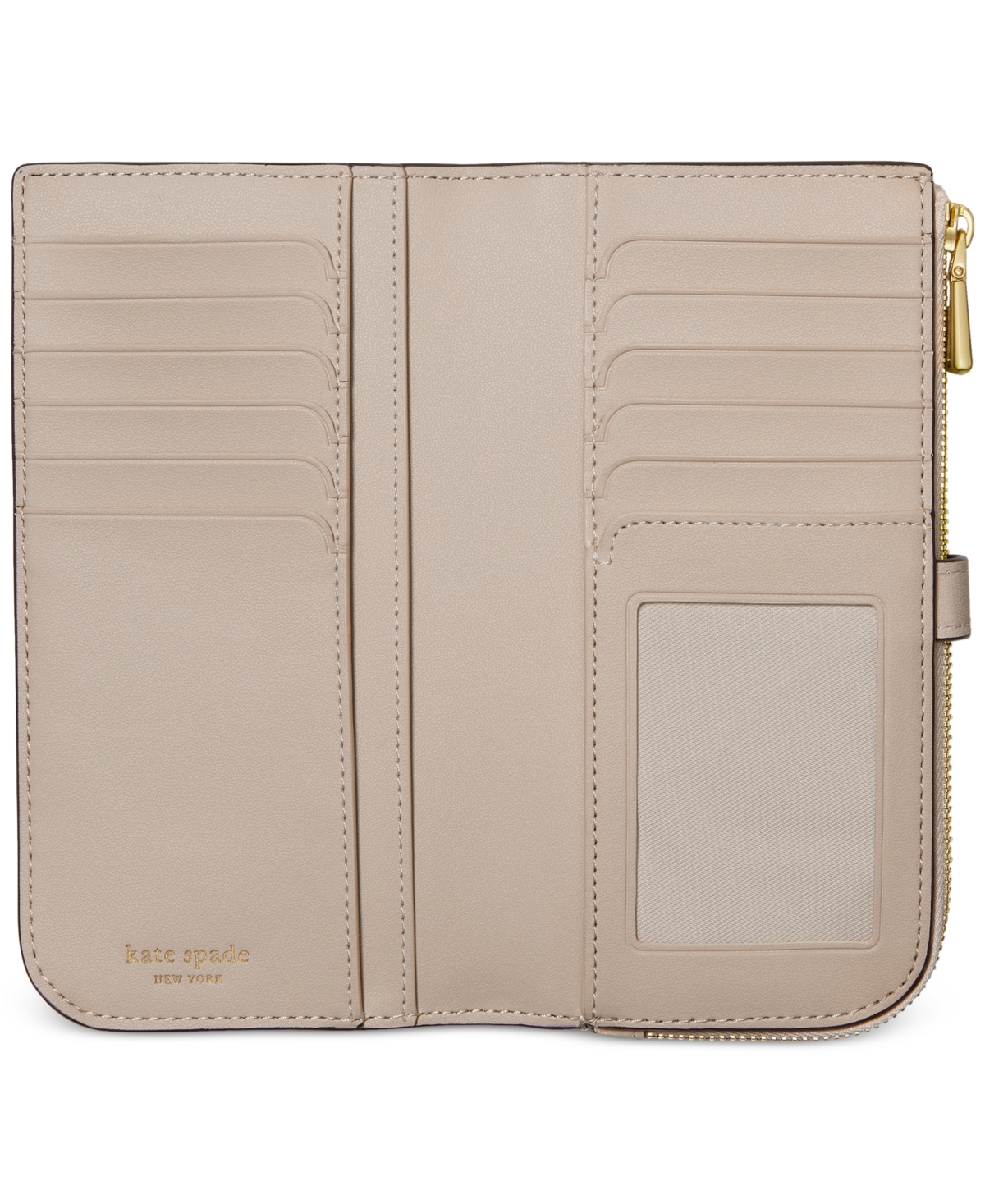 Kate Spade Deco Colorblocked Pebbled Leather Slim Zip Wallet