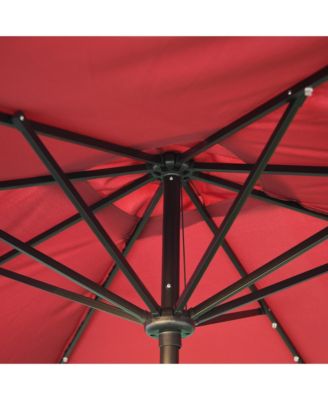 9' x 7' Solar Umbrella, Patio Umbrella with LED Lights, Wine