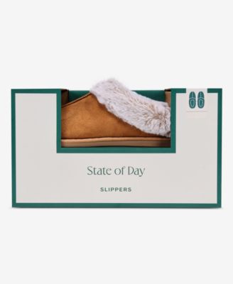 Women's Boxed Faux-Fur-Collar Clog Slippers, Macy's Exclusive