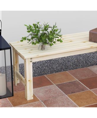 2-Seat Wood Garden Bench, Patio Bench w/ Slatted Seat,