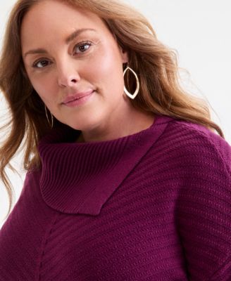 Plus Size Envelope Neckline Tunic Sweater