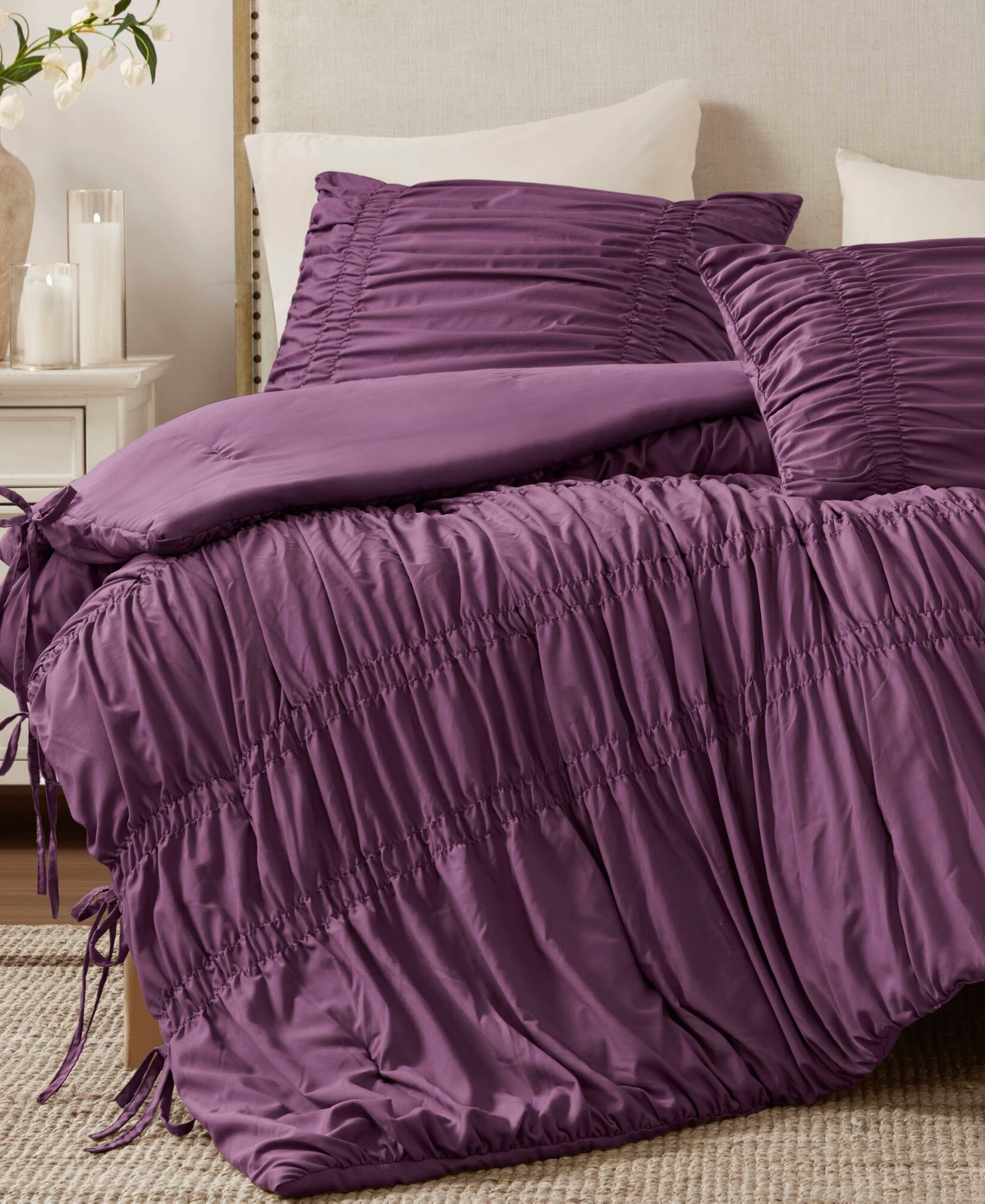 510 Design Mia Ruched 3-pc. Comforter Set, Queen In Purple