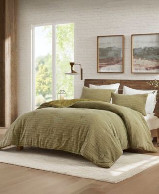 Lyon Waffle Washed 3-Pc. Comforter Set, Full/Queen