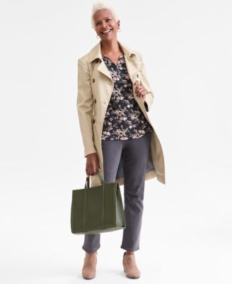 Petite Printed Henley Top, Macy's Exclusive