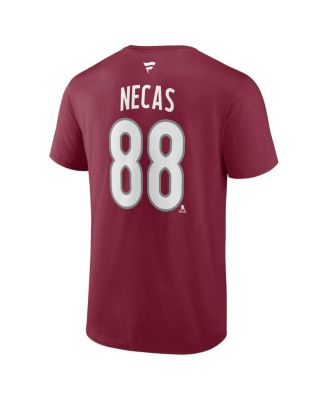 Men's Martin Necas Burgundy Colorado Avalanche Authentic Stack Name Number T-Shirt