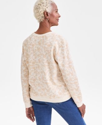 Women's Printed Fleece Crewneck Sweatshirt, Macy's Exclusive