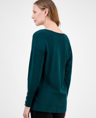 Women's Button-Cuff V-Neck Top
