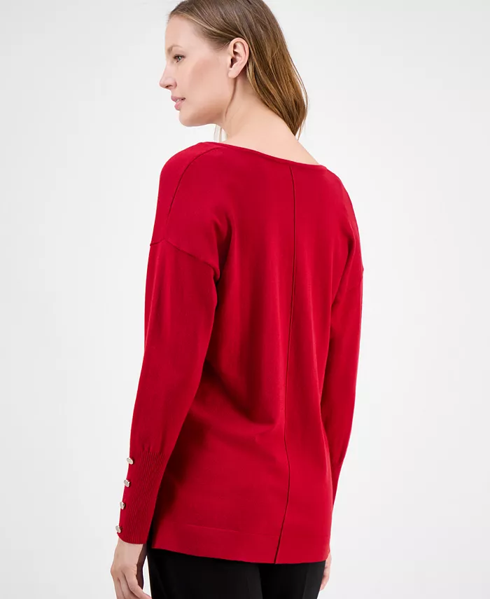 Women's Button-Cuff V-Neck Top - thumbnail 2
